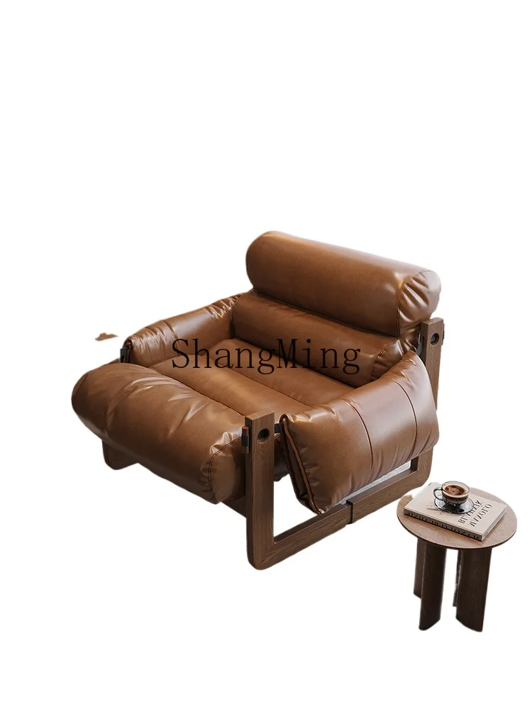 

CL simple leisure chair balcony lazy sofa reclining chair living room bedroom reclining sleepable solid wood sofa