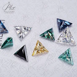 Moissanite Triangle Multicolor D Color Black Aqua Blue Chamgapne Vivid Blue Green Top Quality VVS1 Loose Gemstones Diamond GRA