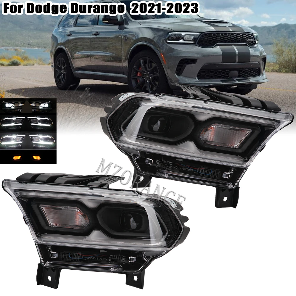 

Front Car Headlights for Dodge Durango 2021-2023 Halogen Front Bumper Turn Signal Lights Headlamp Black Foglamp Car Accessories