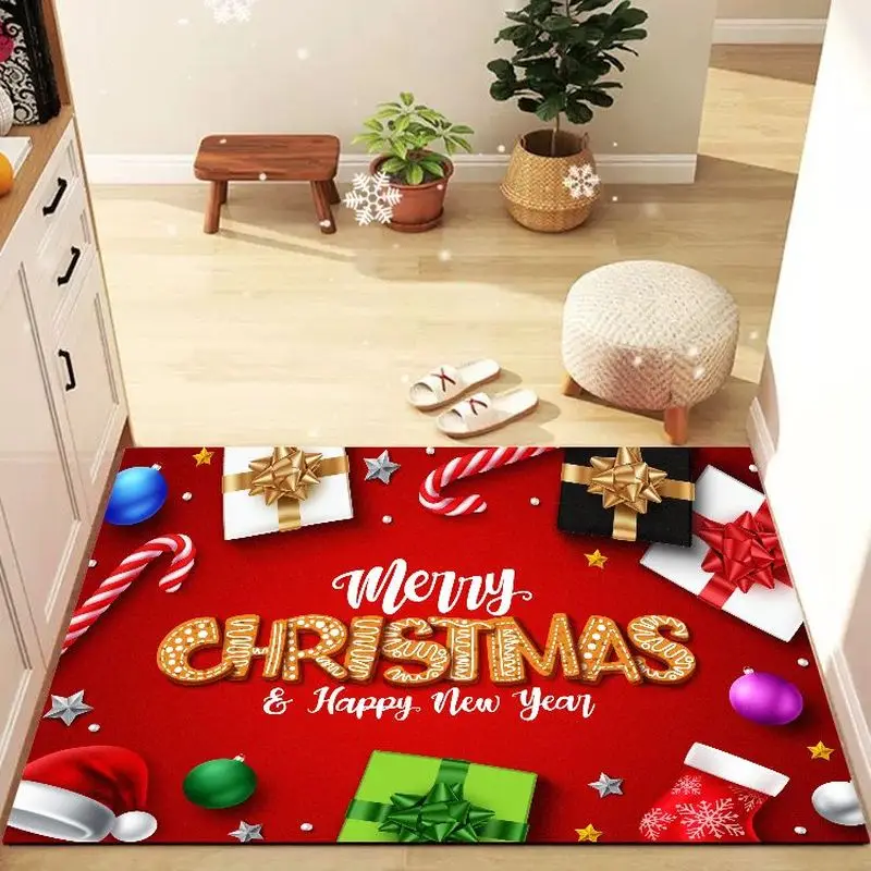 VIKAMA Merry Christmas Doormat, Happy New Year Non-Slip Entry Rug, Festive Holiday Home Decor Mat, Winter Celebration Floor Mat