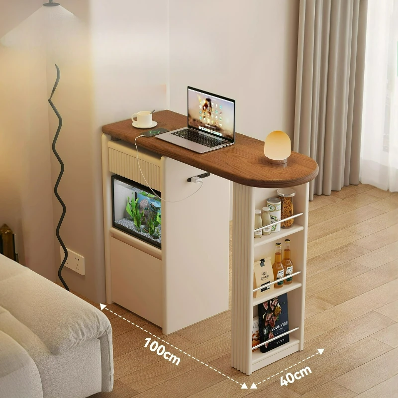 

LTT cream style small tea bar integrated cabinet telescopic living room wall small apartment partition cabinet