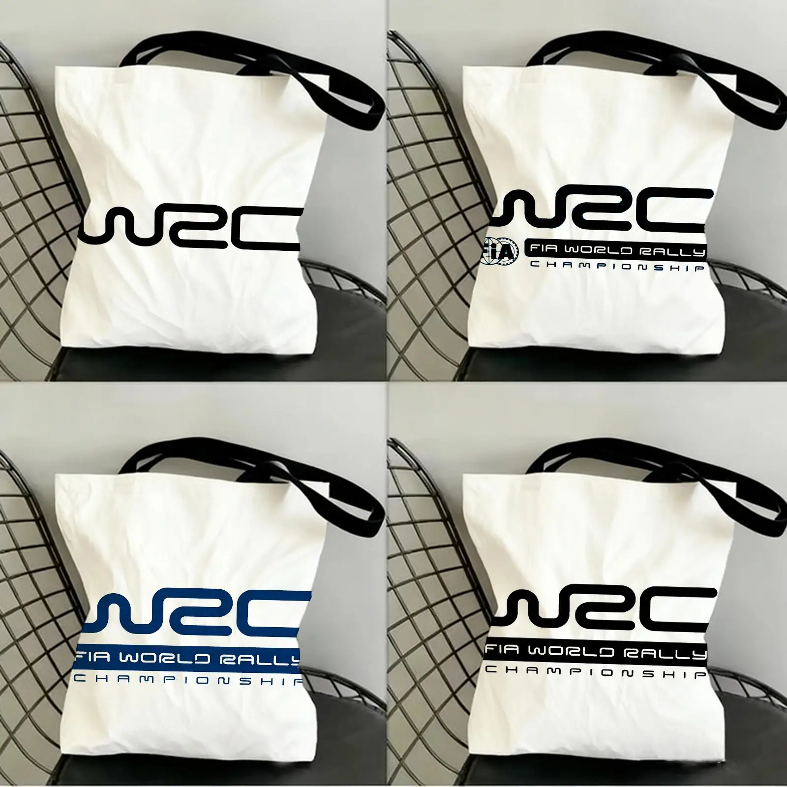 

W-WRC Rally Racing Storage Bags Canvas Double-Sided Print Fashion Shoulder Tote Shopping Bag Gift Eco Handbags