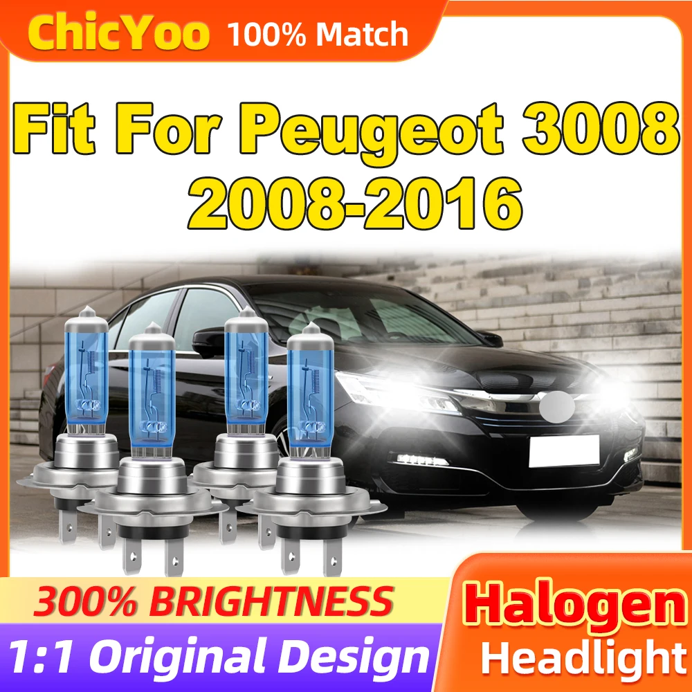 

Fit For Peugeot 3008 2008-2012 2013 2014 2015 2016 200W Car Halogen Bulbs 24000LM Turbo Auto Lamps 6000K White 12V Car Lights