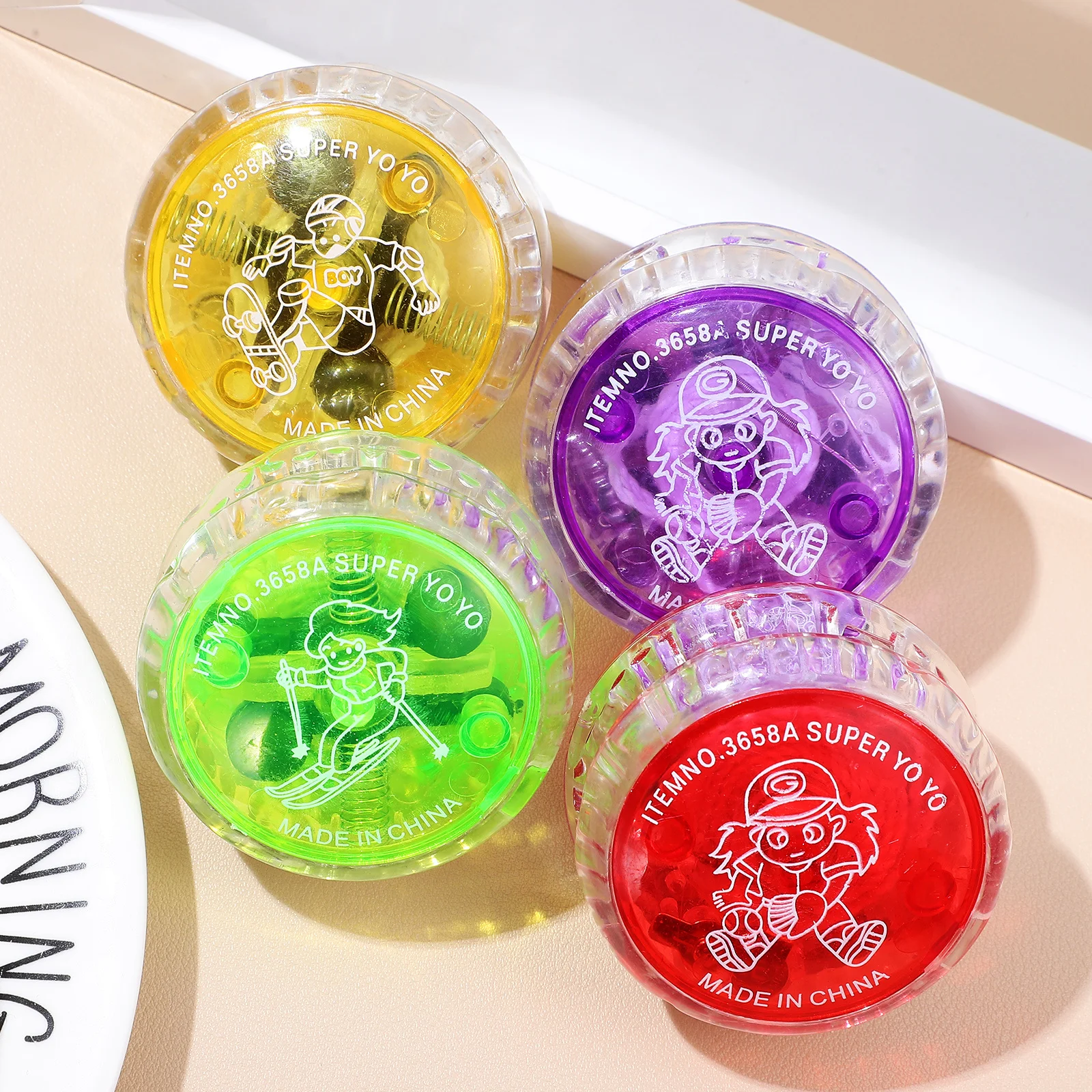 

6Pcs Yo Yo Flashing Light Up Balls Bright Colors Creative Hand Eye Coordination Kids Fingertip Plaything Yo-Yo Light Up for Kids