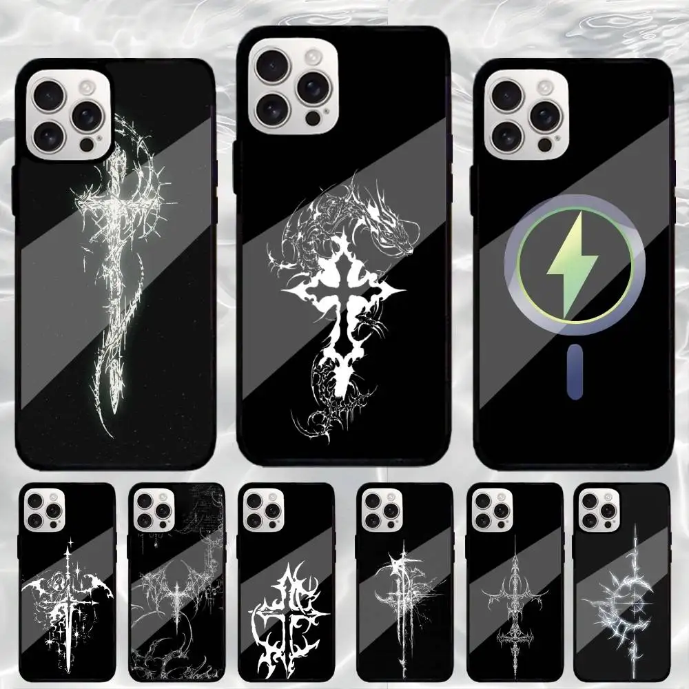 

Cyber Sigil Cross line 5 Phone Case For iPhone17,16,15,14,13,12,11 Plus,Pro Max Magnetic Magsafe Wireless Charging