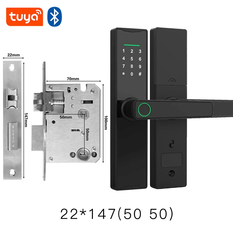 Nieuw slim deurslot met Bluetooth-compatibel Tuya APP Digitaal elektronisch slot Smart Home Houten deurslot Biometrische vingerafdruk