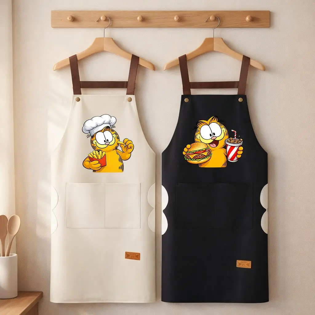 

Garfield animation cartoon cute funny apron kawaii for men and women home kitchen waterproof oil-proof work clothes wholesale