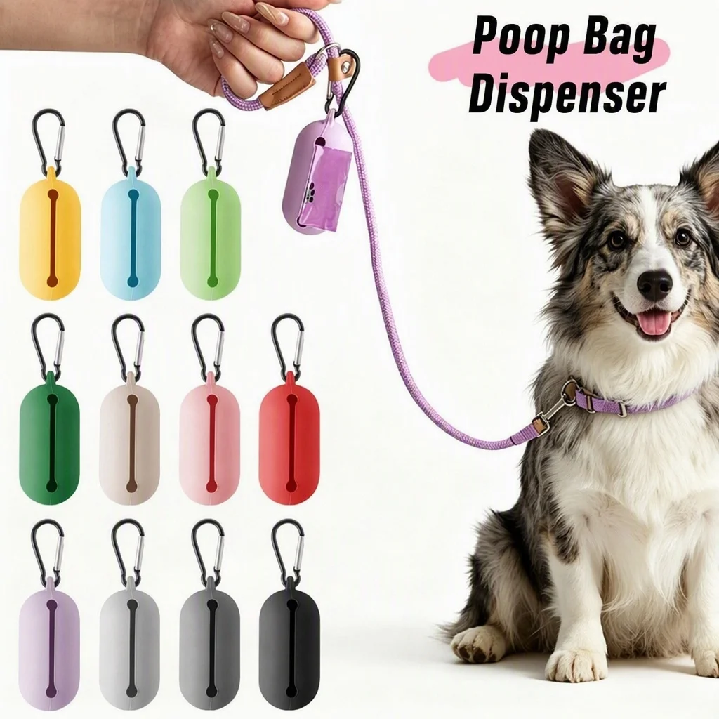 1/2PCS Silicone Pet Poop Bag Holder Portable Dog Waste Bag Dispenser Lightweight Pet Poop Bag Storage Container For Dog Walking