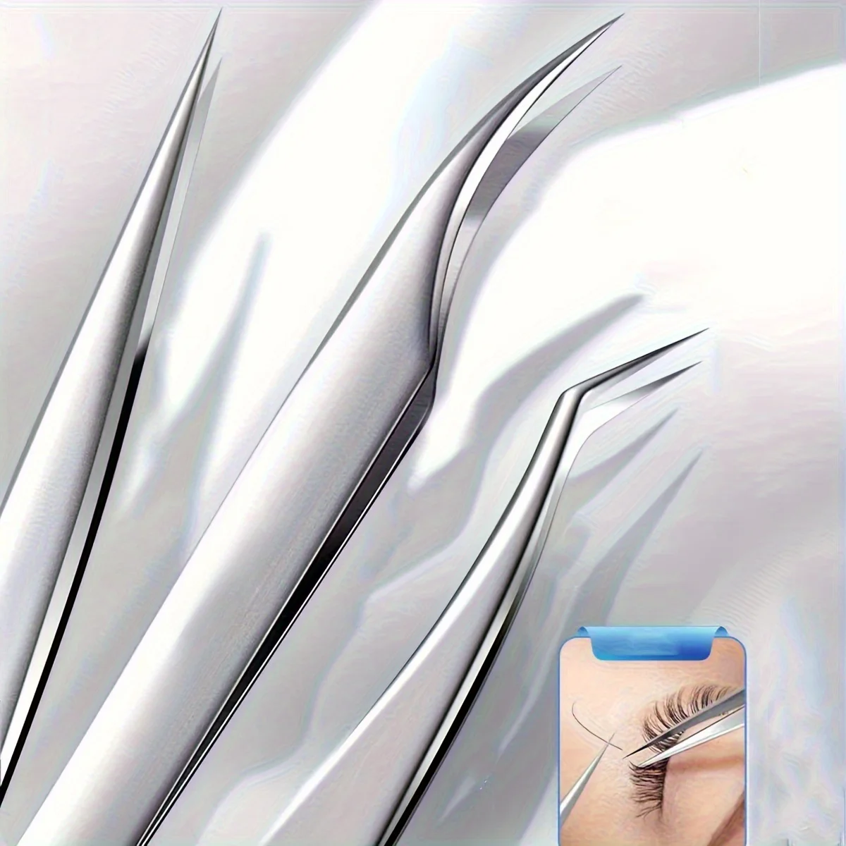 แหนบสแตนเลสสำหรับต่อขนตาปลอม, แหนบต่อขนตาสำหรับช่างต่อขนตา, แหนบต่อขนตาแบบขนนกสีทอง ของขวัญ