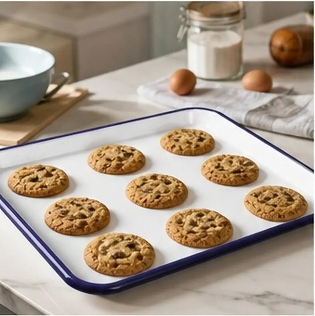 Enamelware Baking Tray Non Stick Oven Pan Multifunctional Wear Resistant Baking Pan for Bread Cakes Pies Enamel Cookware