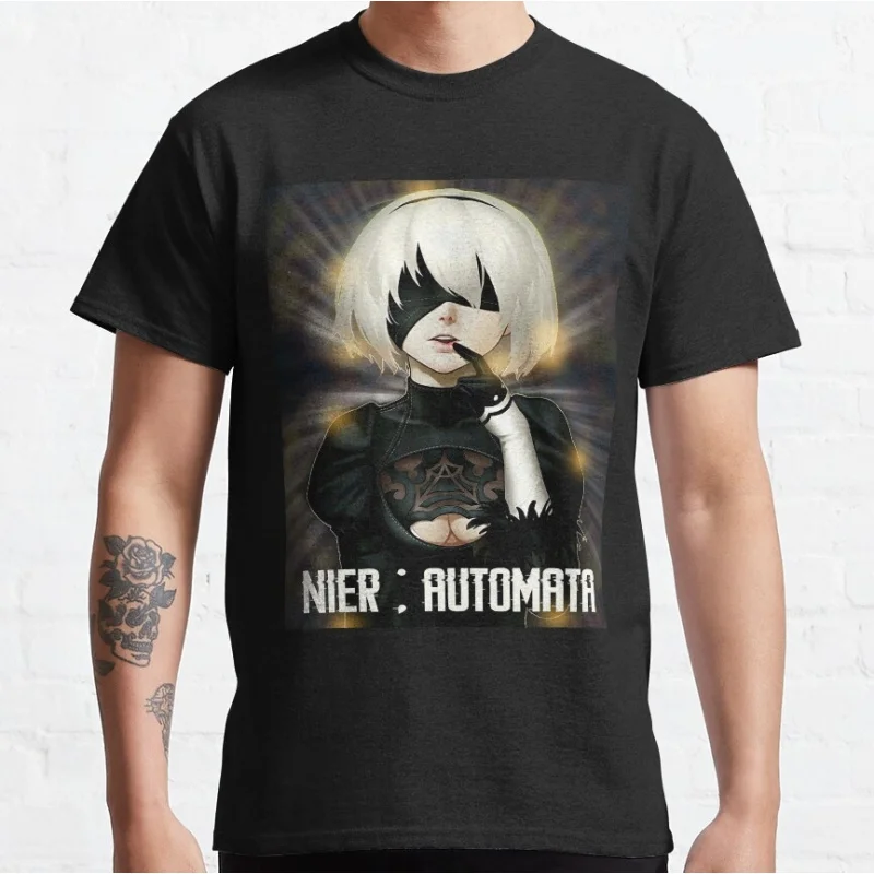 

1205 Nier Automata 2B YoRHa Anime Gift t shirt Kawaii Waifu graphic tee Cyber Punk Y2K Clothes 100% cotton Large size Tops S-6XL