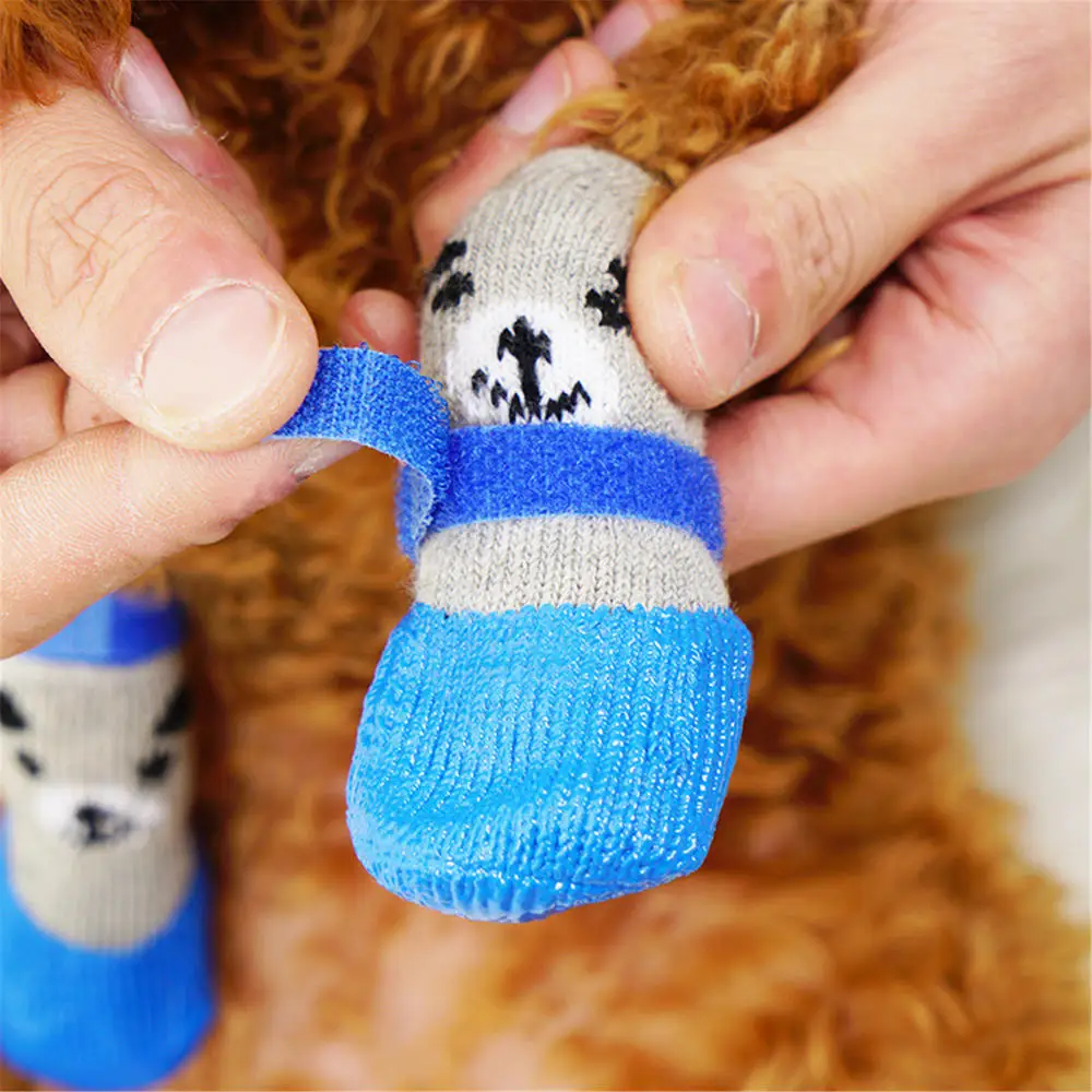 Puppy Dog Teddy Socks Waterproof Cat Shoes Anti-scratch Foot Cover Anti-dirty Pet Socks Small Cat Dogs Knit Warm Socks