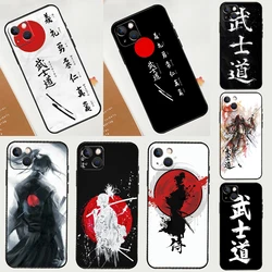 Japanese Bushido Samurai Case For iPhone 13 12 11 14 15 16 Pro Max Mini XR XS X Plus Silicone Bumper Cover Capa