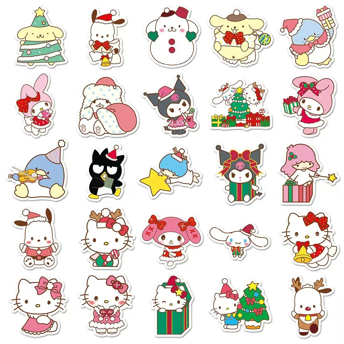 50 stuks Kerst Sanrio Kuromi Hello Kitty Stickers Kawaii Cartoon DIY Waterdichte Graffiti Laptop Motor Briefpapier Stickers