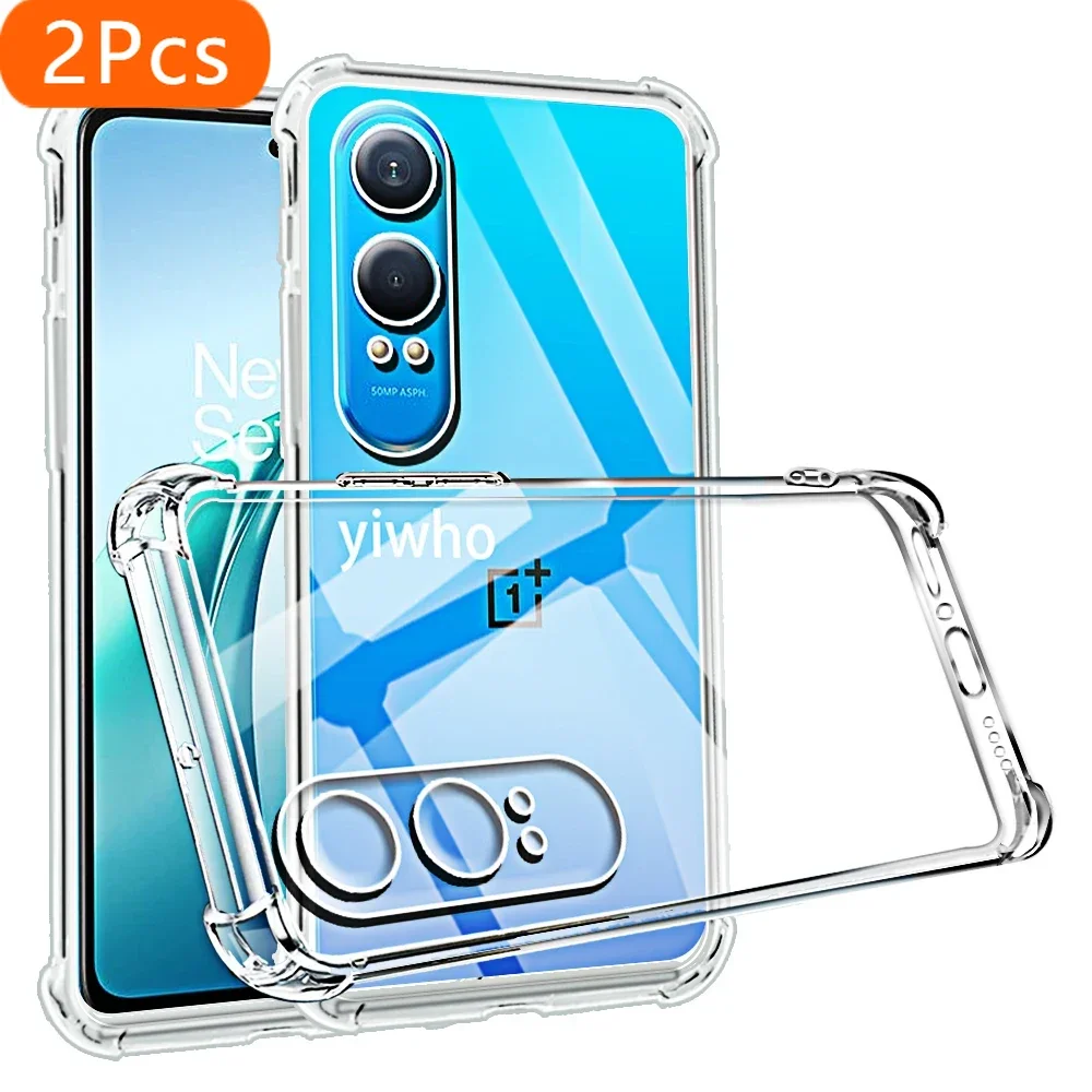 2Pcs Shockproof Phone Case for Oneplus Nord CE 4 3 2 LIte  Transparent Clear N300 N200 N100 N20 N10 Bumper Soft TPU Back Cover