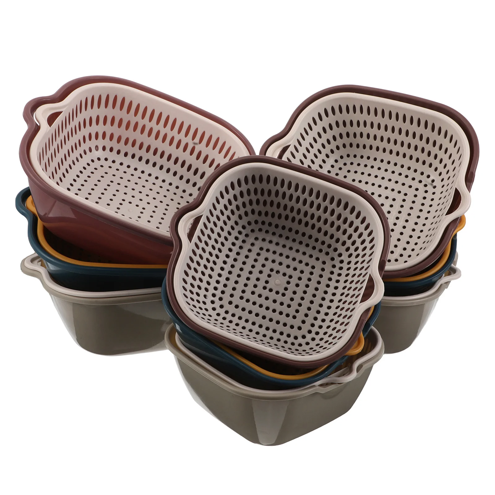 

18Sets Thick Plastic Fruit Vegetable Strainer Basket Stackable Kitchen Washing Colander Bowl Vegetable Drying Basket for Kitchen