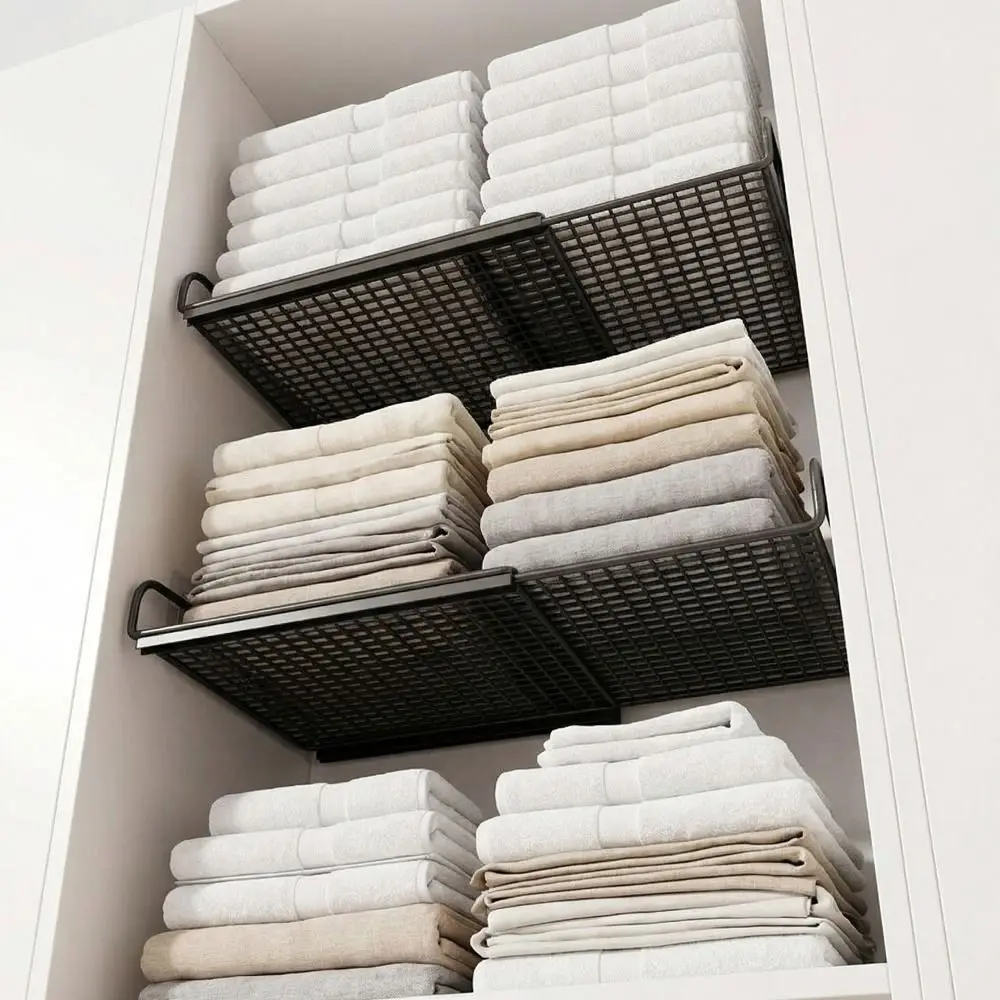 Cartoon Steel Expandable Cabinet Sorting Board Adjustable No-Drill Telescopic Closet Shelf Layered Partition Rust-proof