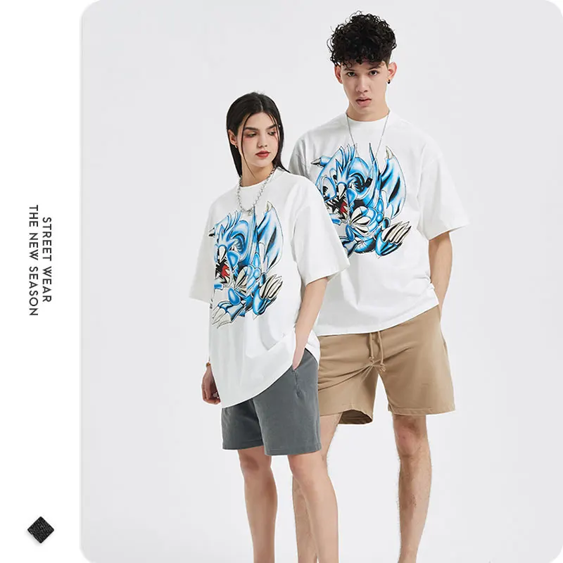 Hot Anime Yu Gi Oh T Shirt Blue Eyes White Dragon Graphic T-shirts Men Harajuku 100% Cotton Streetwear Casual Style Daily Tops