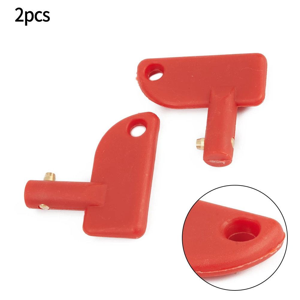 2X Zapasowy klucz do wyłącznika akumulatora Power Kill Cut Off Switch Car Van Boats Plastikowe klucze ABS Czerwony Akcesoria do ładowania samochodu