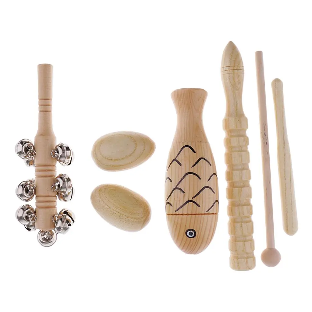 Percussion Musical Instrument , Bells, Egg Shaker, Guiro Set