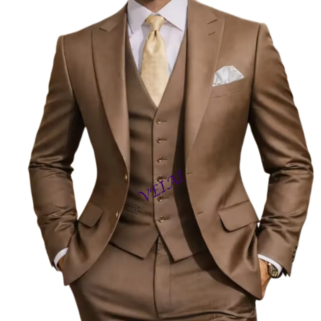 

Мужские костюмы на заказ для свадьбы: роскошный однобортный пиджак с острыми лацканами, комплект из 3 предметов (пиджак, брюки, жилет)