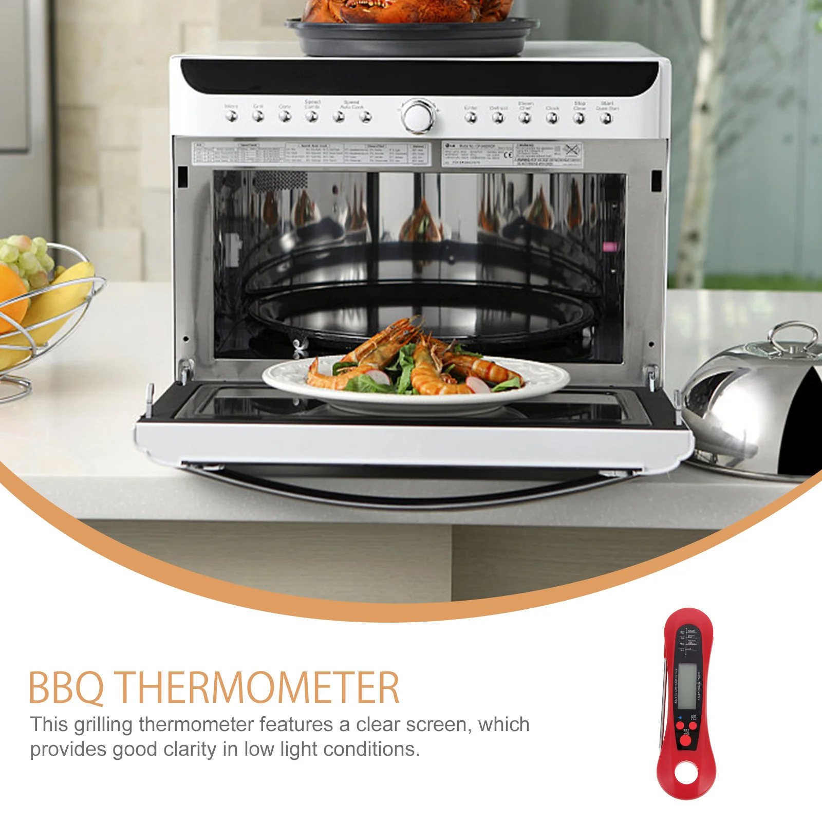 

Kitchen Thermometer Folding Probe Grill Meat Thermometer Waterproof Food Temperature Gauge For Bbq Cooking Camping Kitchen