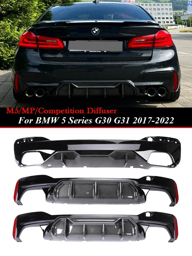 Carbon Fiber M Tech Competition CS Style Rear Bumper Diffuser M5 MP Diffusor For BMW 5 Series G30 G31 G38 2018-2023 540i 530i