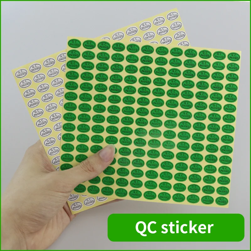 Spot qc label sticker self-adhesive PASSED label 9X13mm green white oval pass label 1 order