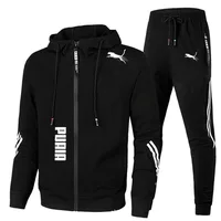 Conjunto de chándal de primavera y otoño para hombre, Sudadera con capucha de manga larga y Joggers, ropa deportiva de 2 piezas para correr y Fitness, ropa informal