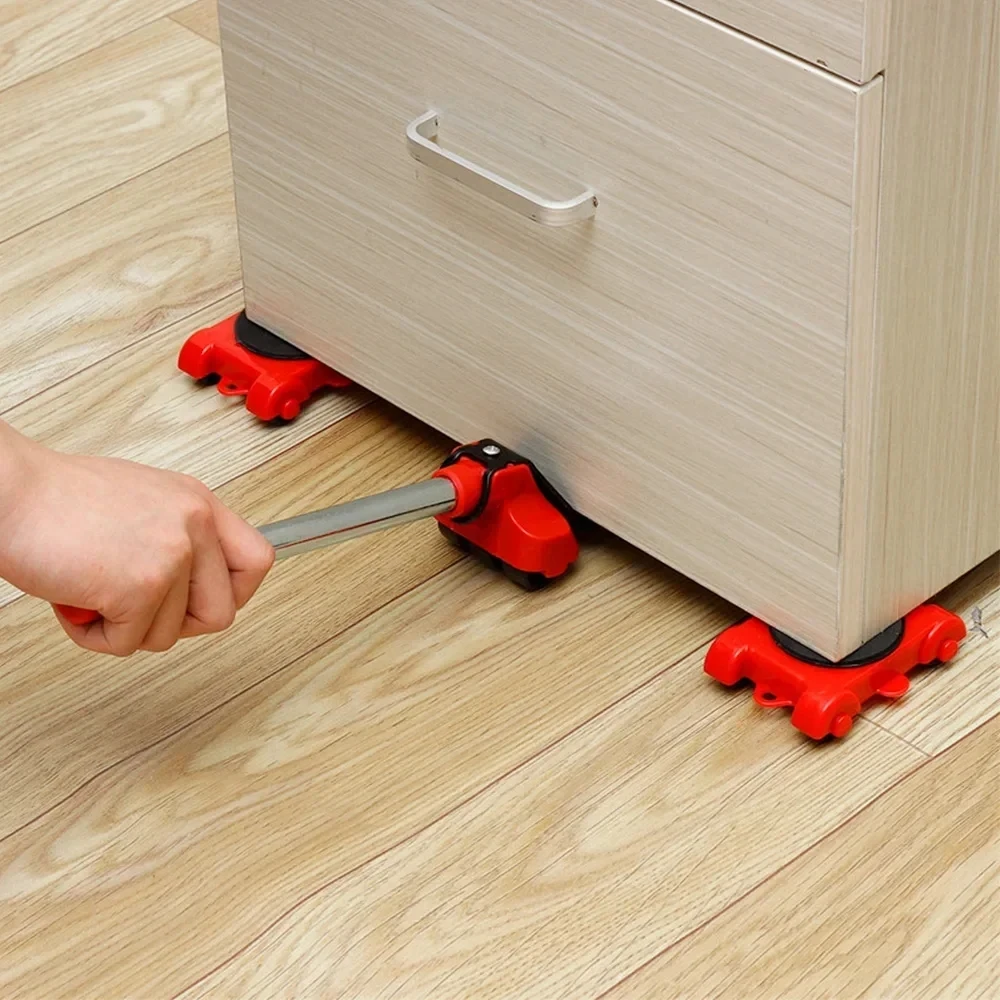 5Pcs/Set Heavy Duty Furniture Lifter Multipurpose Mover Roller with Wheel Bar Moving Device Lifting Helper Effortless MovingTool