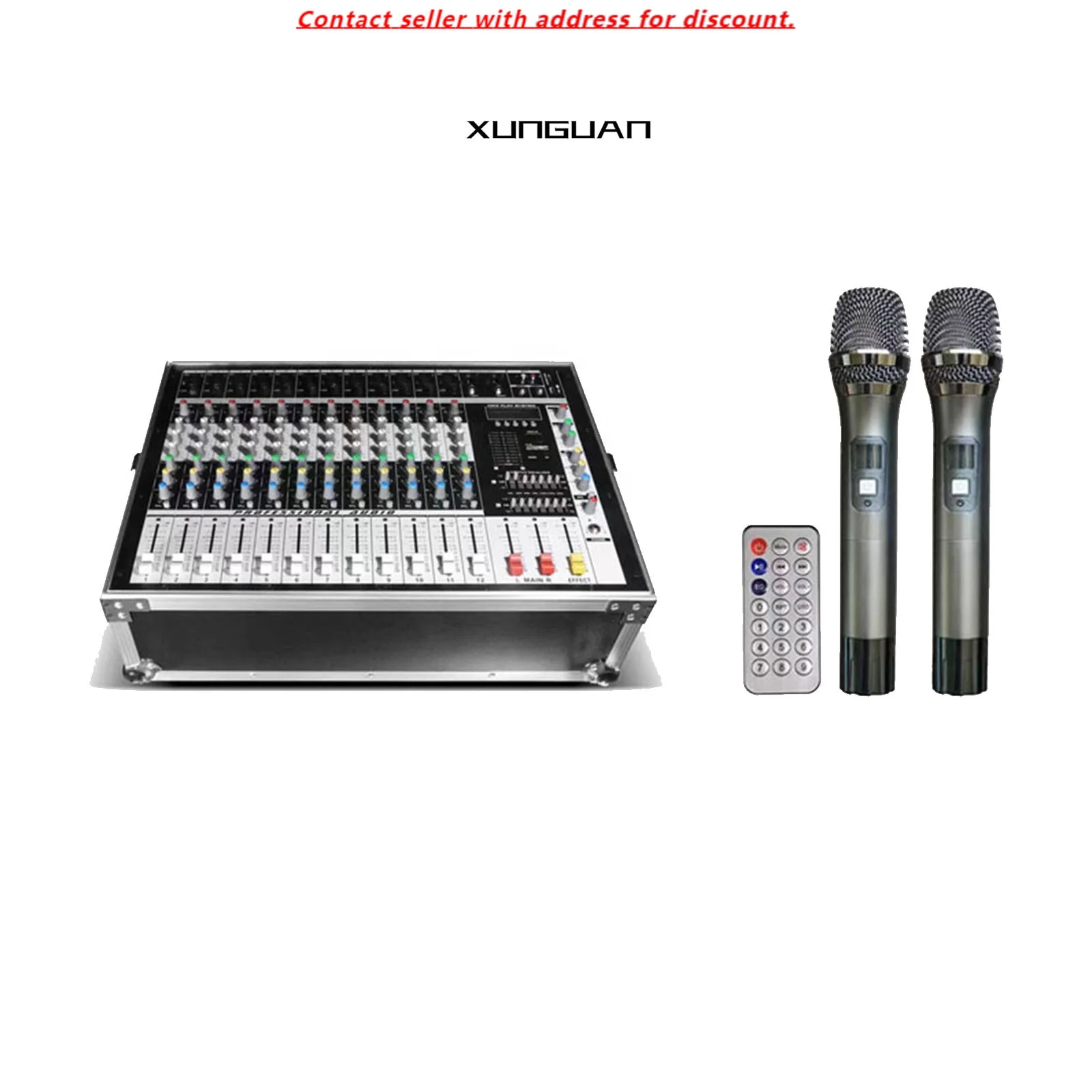 

PM12350-UHF/PM12600-UHF 12-Channels Audio Power Mixer Amplifier With Flight Case/2 Handhelds 350W/600W*2CH 4ohm/7-band EQ