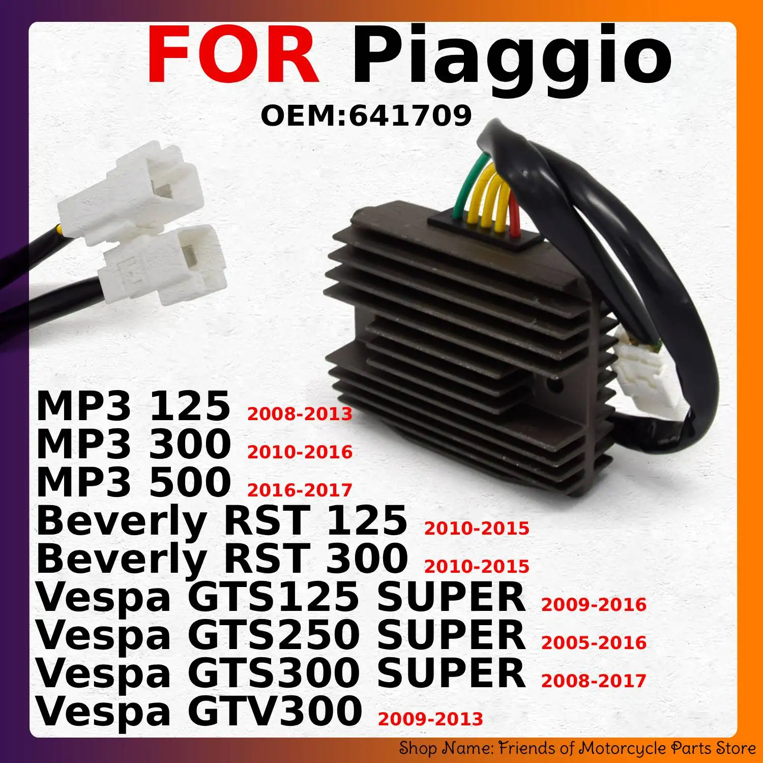 Voltage Regulator Rectifier For Aprilia Atlantic 300 For Piaggio Vespa Beverly GTS125 250 300 GTV300 MP3 RST 125 300 500 641709