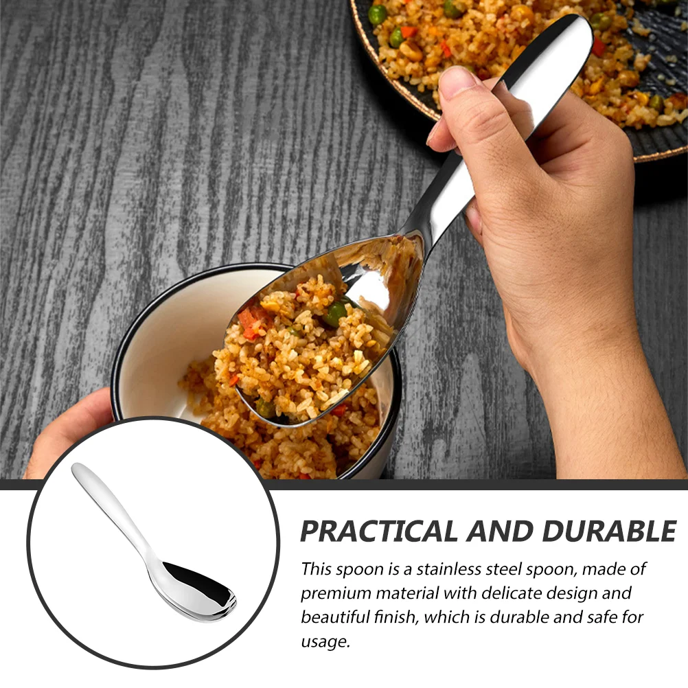 304 Stainless Soup Spoons Kitchen Supplies Food Serving Metal Stainless Steel Rice Spoon Tablespoon Child Water Ladle