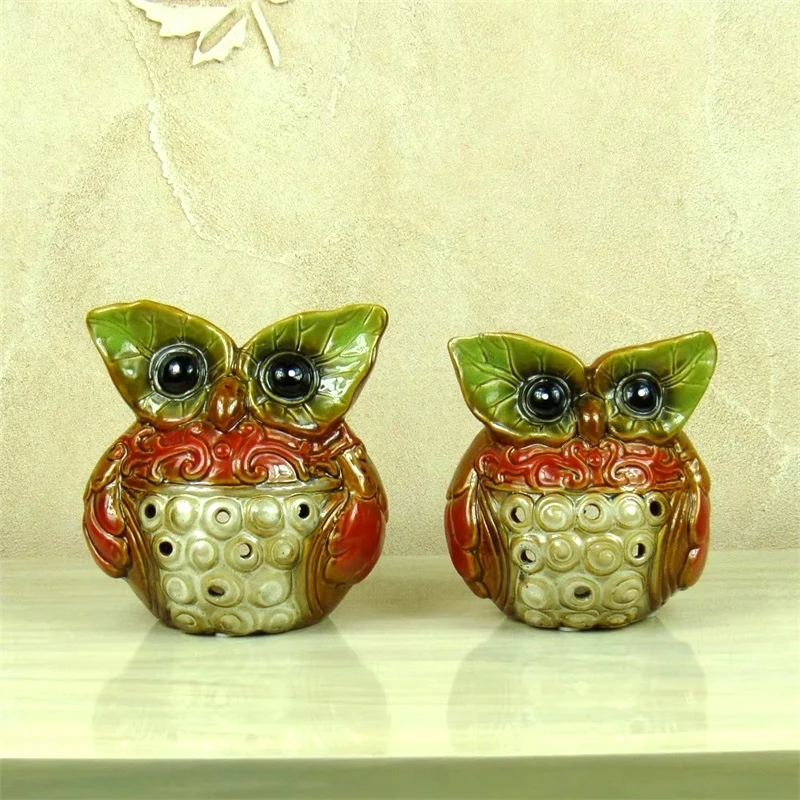 

Ceramic Owl Figurine Candle Holder Decorative Porcelain Nighthawk Lovers Candsticks Houseware Art and Craft Ornament Accessories
