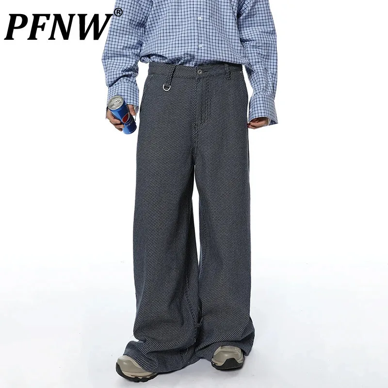 

PFNW American Worn-out Washed Male Jeans High Street Niche Design Straight Wide Leg Denim Pants Autumn Fashion Trousers 28W4253