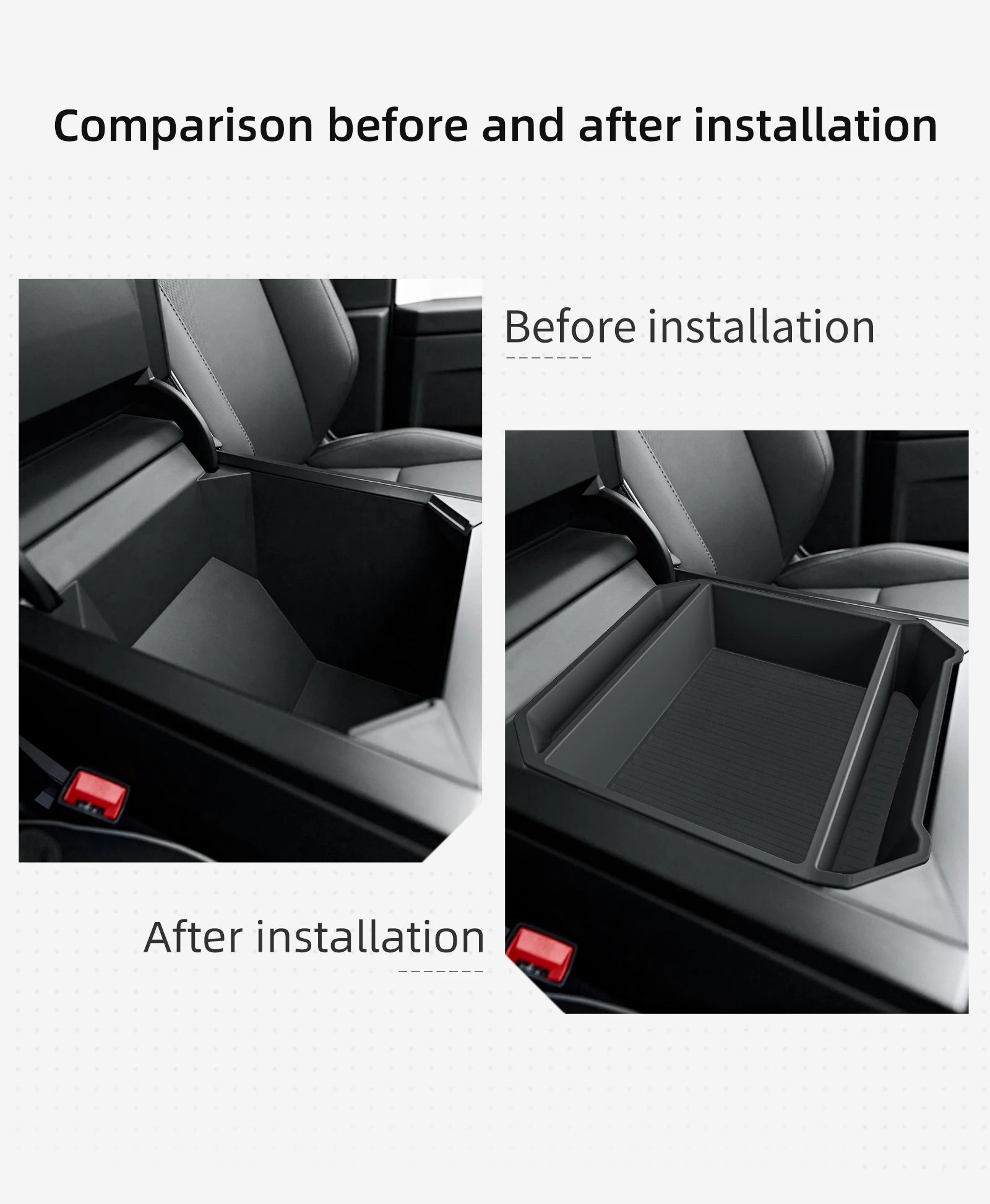 LUCKEASY for Tesla Cybertruck Car Center Console Armrest Box Storage Box Tidying Storage Tray Interior Pickup Accessories