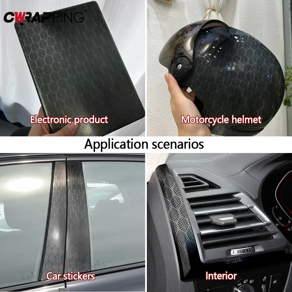 Carbon Fiber Motorcycle Stickers Black Waterproof Vinyl Wrap DIY Carbon Fiber Adhesive Vinyl for Helmet Motorcycle Accessories image 6