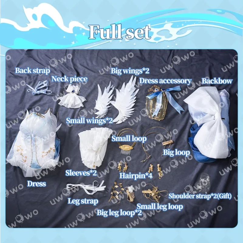 EN STOCK UWOWO Furina juego de Cosplay Genshin Impact Fanart Focalors Furina 'Angel sagrado' disfraz de Cosplay disfraz de Halloween @ 0Z *