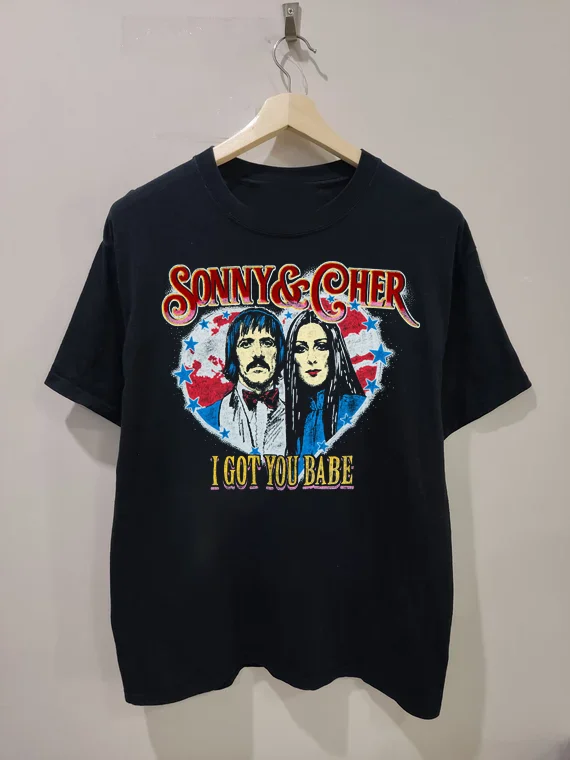 

I GOT YOU BABE Sonny and Cher Shirt Short Sleeve Black Unisex S to 5XL SA8573