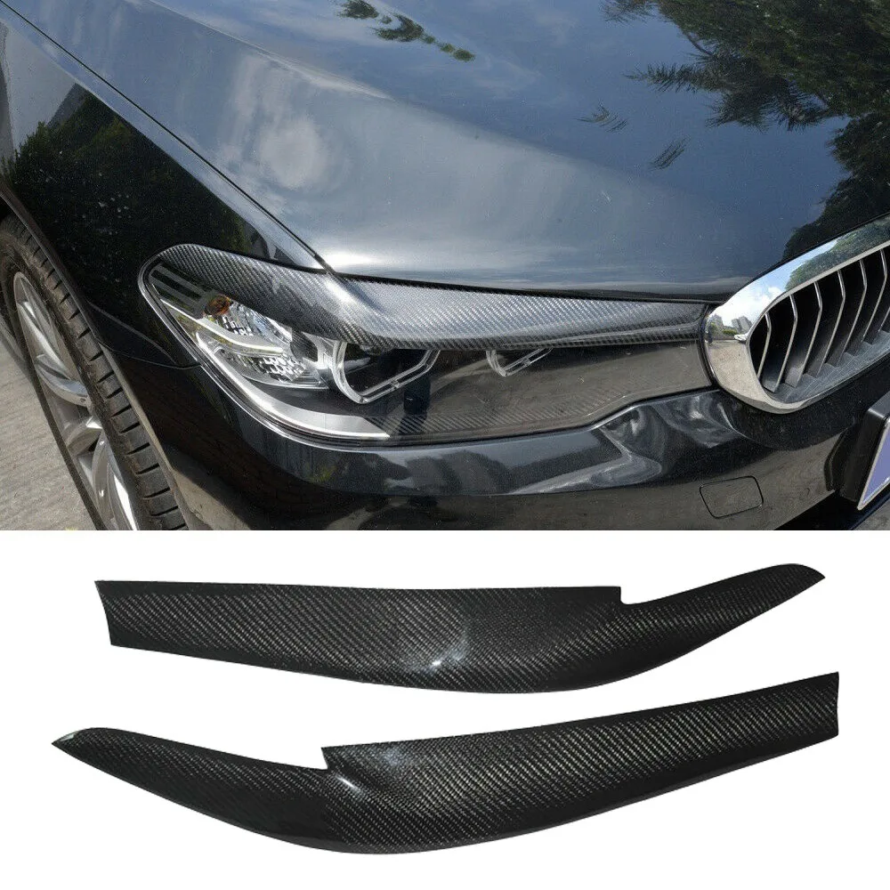 for 5 Series G30 G31 G38 F90 M5 2017 2018 Carbon Fiber Headlights Eyebrow Eyelid Trim Cover Sticker Refitting