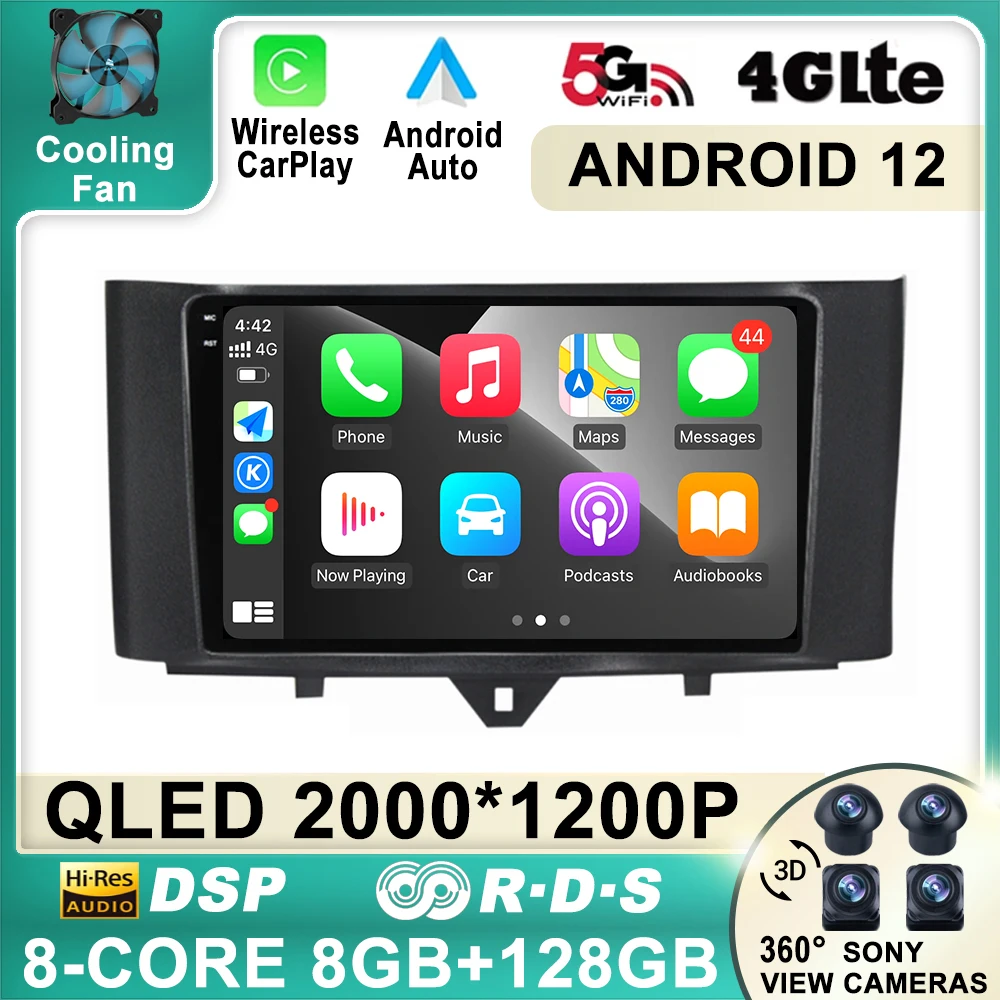 

Android 12 System Car DVD Multimedia Player For Mercedes Benz Smart Fortwo 2011 2012 2013 2014 2015 WiFi BT Radio Stereo GPS NC