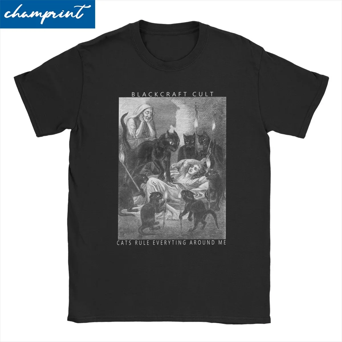 

Men Women's T-shirts Cats Rule Everything Around Me Tee Shirt Cotton Clothing Heavy Metal Death Cat T Shirt Gothic Streetwear