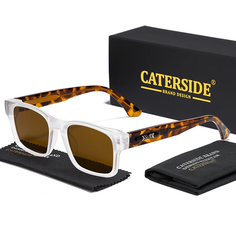 

CATERSIDE New Vintage Men's Square Sunglasses Brand Design Core Insert Leg Sun Glasses Women's Outdoor Travel Party Glasses