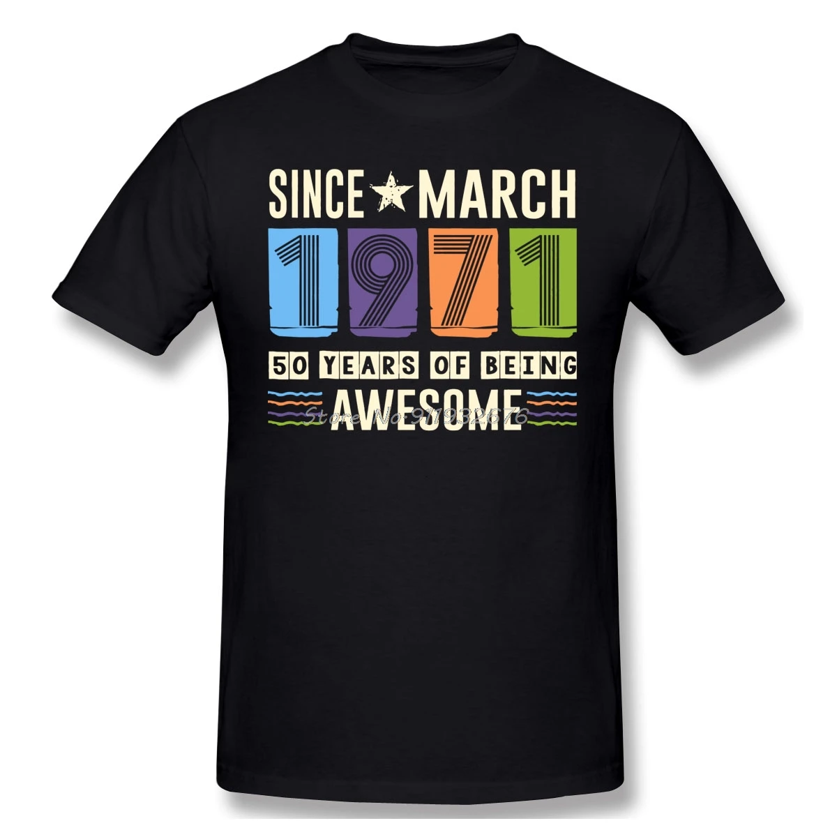 رهيبة منذ مارس 1971 50 عاما هدية عيد ميلاد تي شيرت Camisetas المتضخم القطن مخصص قصيرة الأكمام التي شيرت الرجال