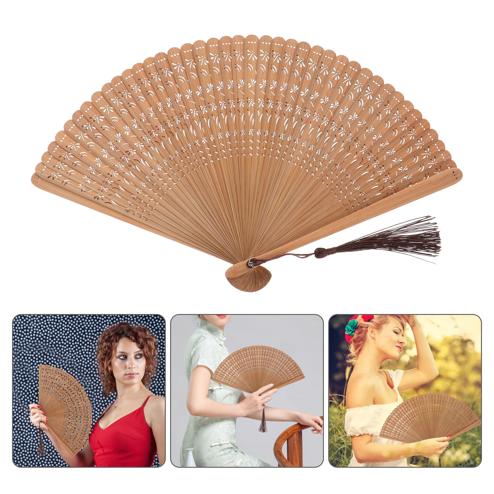 

Exquisite Small Bamboo Folding Fan Traditional Chinese Design Handheld for Women Vintage Style Cooling Accessory for Outdoor