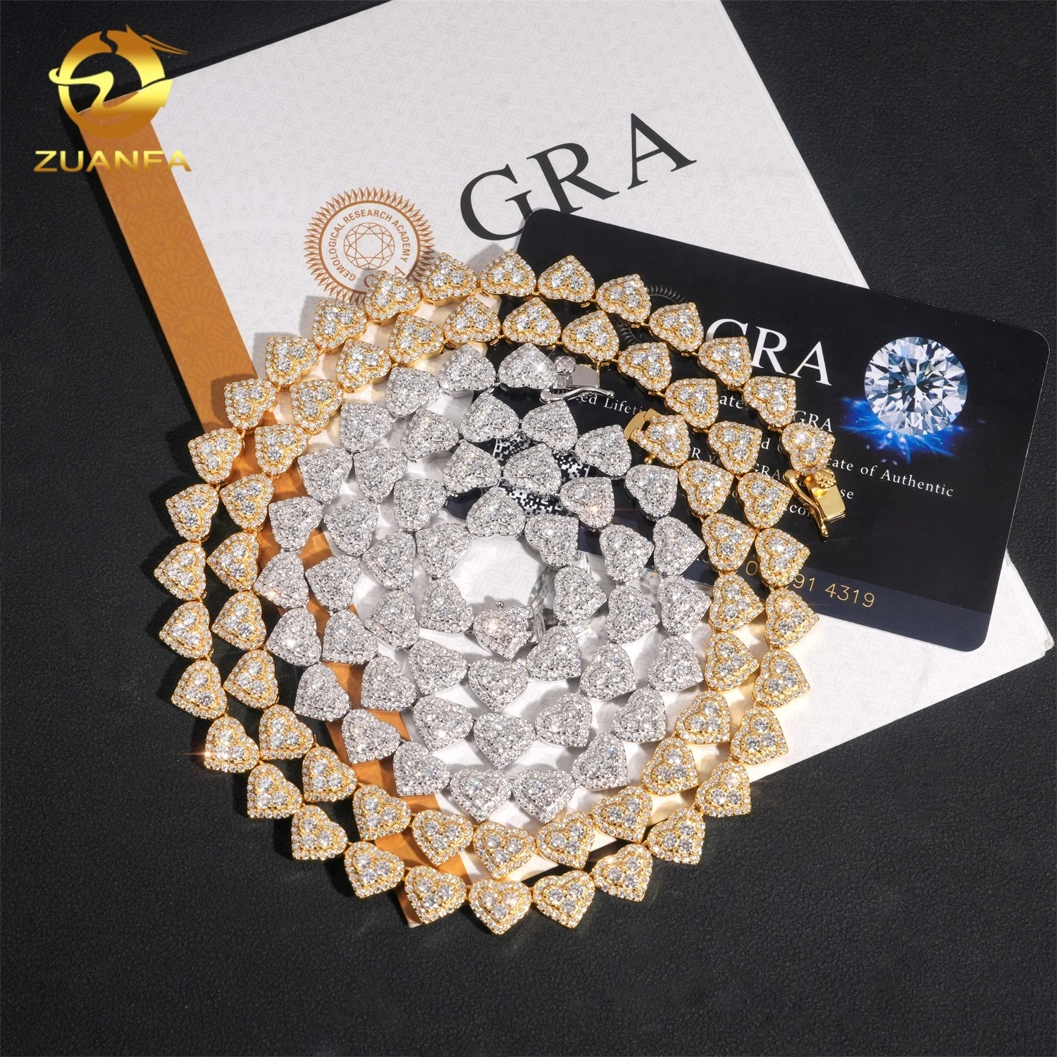 Pass Diamond Tester Hot Selling Hip Hop 925 Sterling Silver 8mm Moissanite Cuban Chain Heart Infinity Necklace，