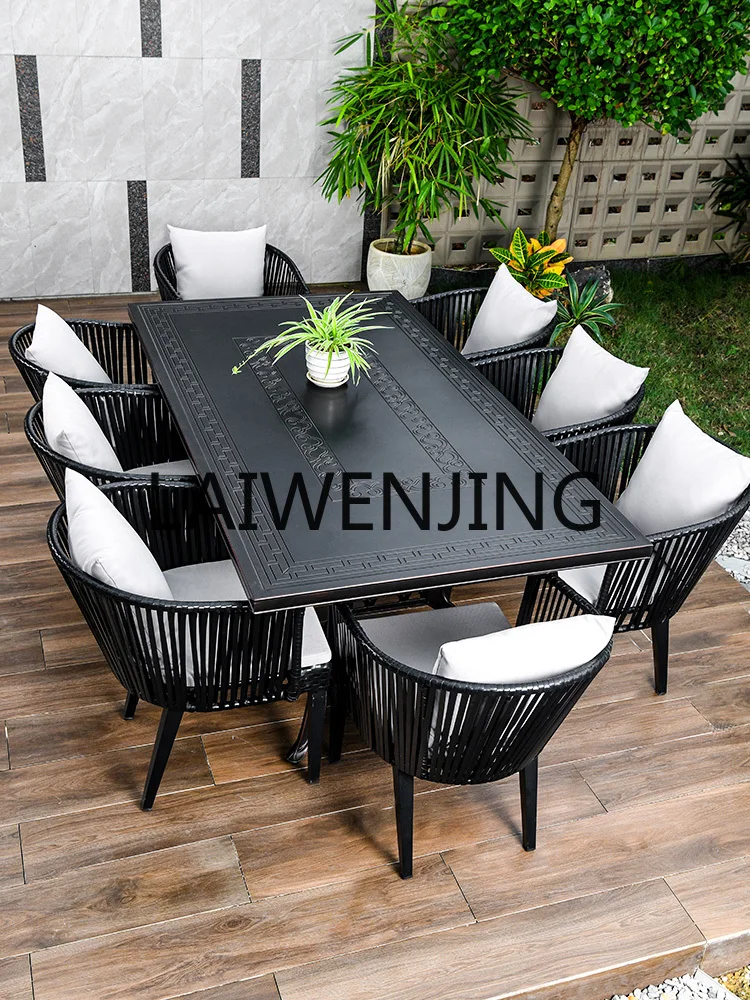 

Outdoor Desk-Chair Courtyard Aluminum Alloy Terrace Outdoor Garden Leisure Villa Hotel High-End Rattan Chair