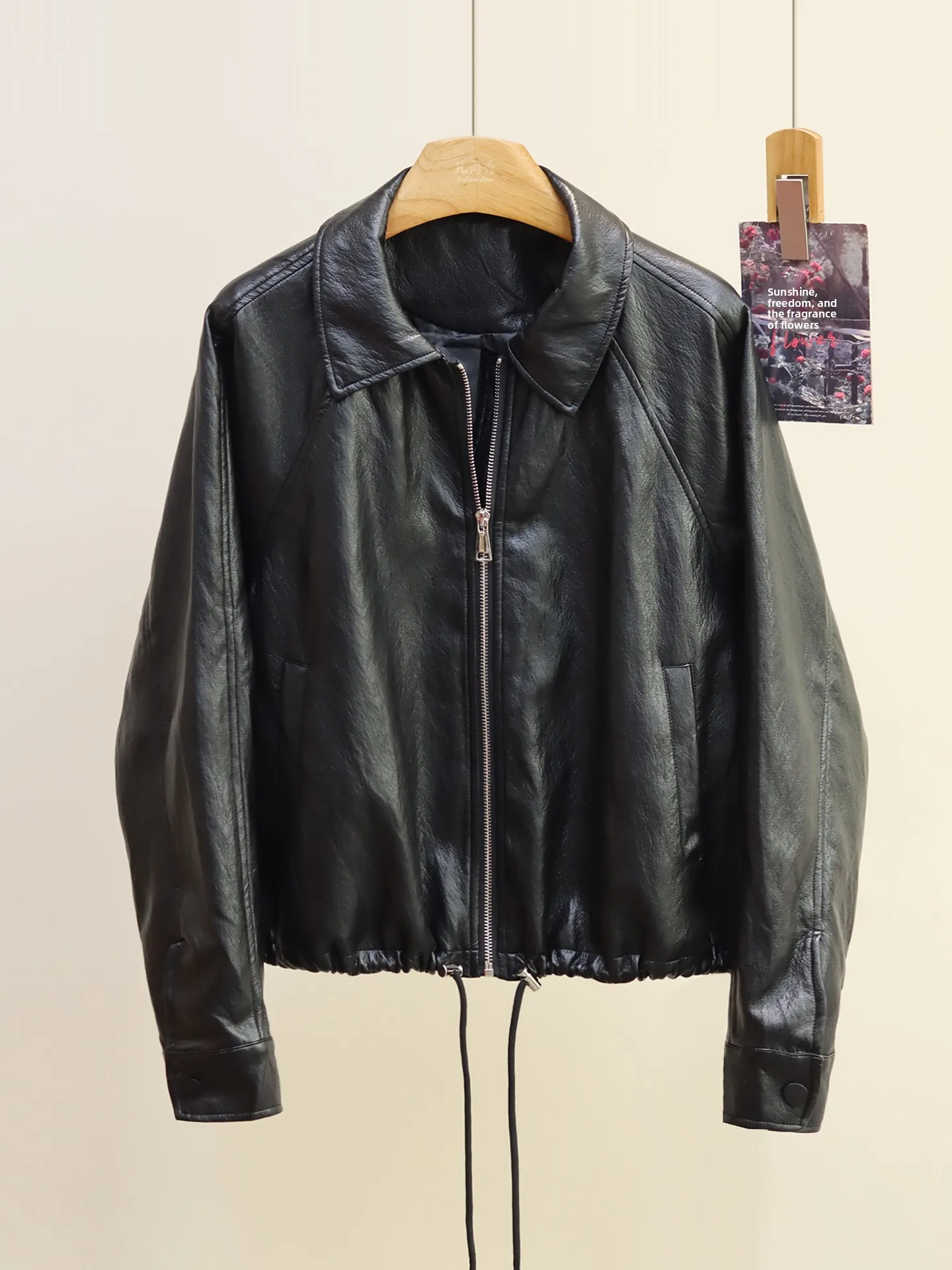 Jaket Kulit Wanita Kelas Atas Ms. Qian Brown, Model Korea Terbaru Musim Gugur 2025, Gaya Retro, Jaket Kulit Motor, Model Longgar, Panjang...