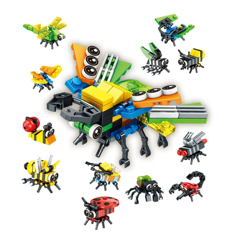 

12ni1 Insect Animals Figures Mini Scorpion Butterfly Dragonfly Building Blocks Toy 3D Constructor Bricks For Kids Boys Gift Toy