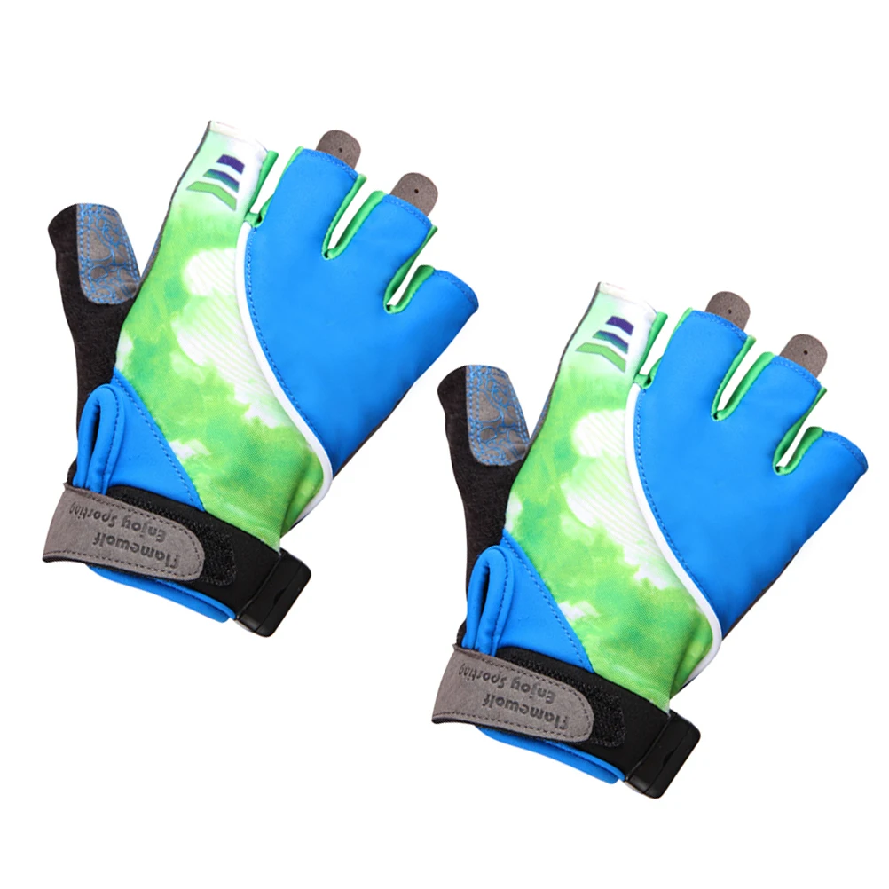 1 Pair Led Biking Gloves Breathable Half Finger Cycling Gloves For Outdoor Riding Driving Hiking Blue Size